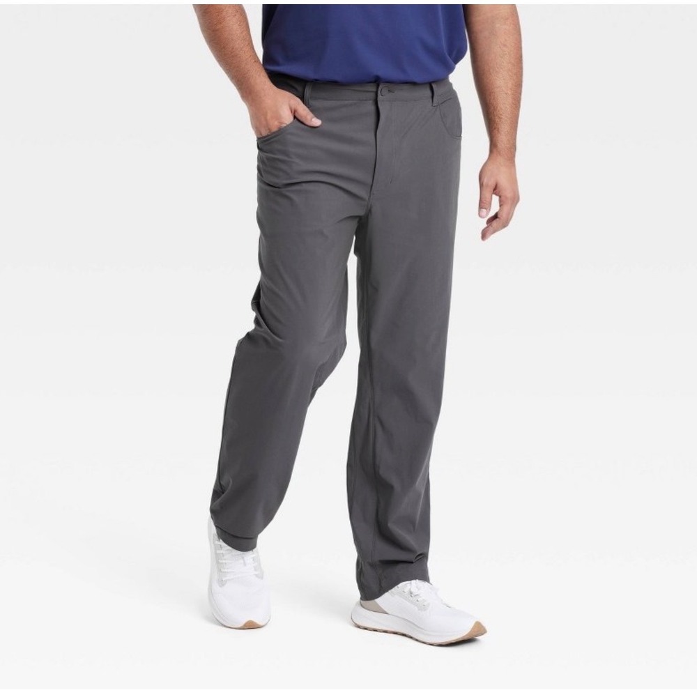All in Motion Mens Golf Pants Dark Grey 30x30 Stretch 5-Pocket Travel Trousers